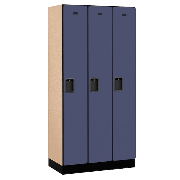 Wardrobe Locker, 36" W, 18" D, 76" H, (3) Wide, (3) Openings, Blue